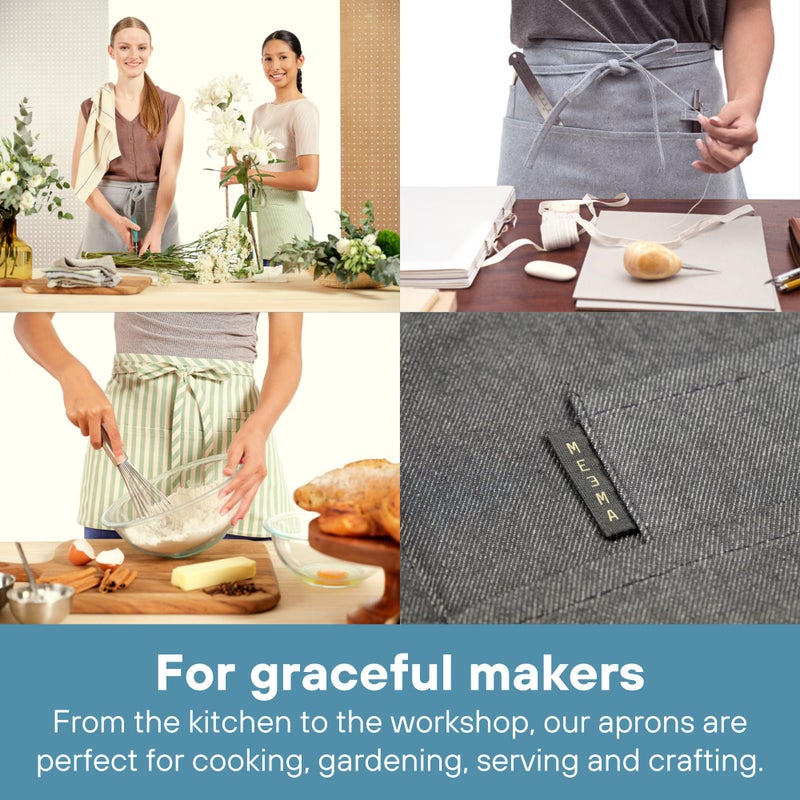 MEEMA Waist Apron with 3 Pockets | Waitress Apron | Waitress Apron with Pockets | Half Aprons With Pockets | Server Aprons Women - Image 3